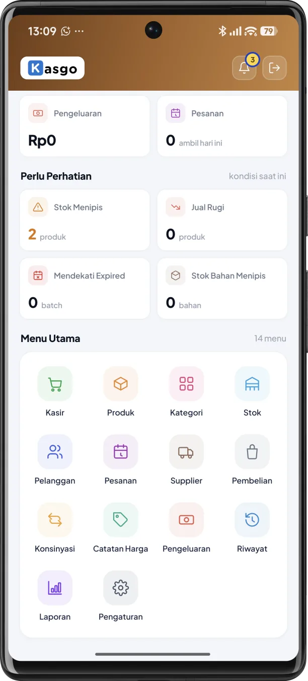 Tampilan aplikasi Kasgo Craft